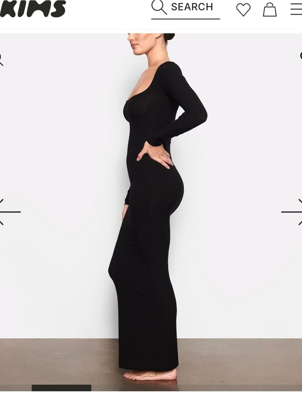 SKIMS Black Long-Sleeve Square Neck Maxi Dress - Picture 2 of 2